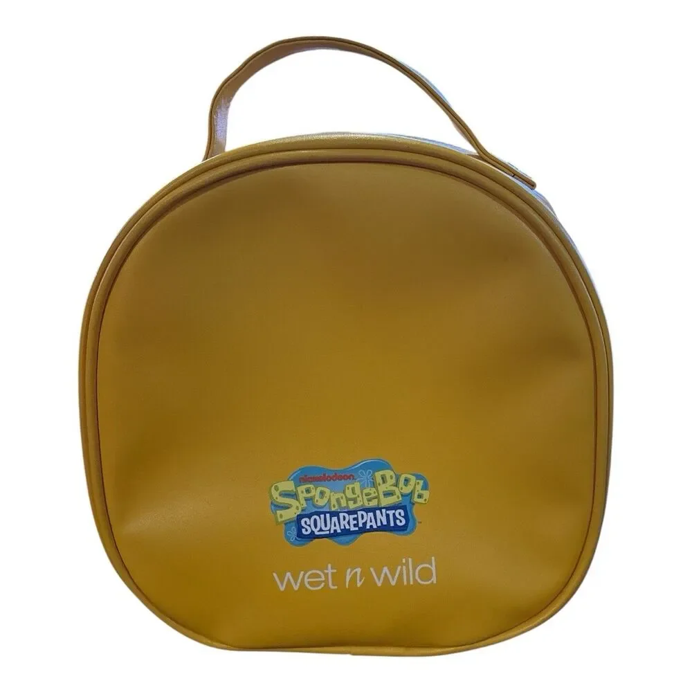 NEW Spongebob Squarepants Wet N Wild Krabby Patty Makeup Bag Yellow W/Charm